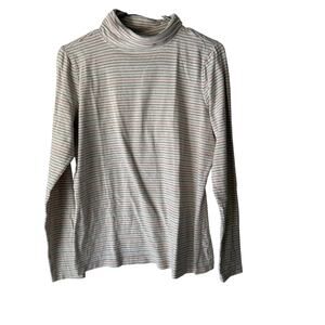 LL Bean Shirt‎ Womens Medium Striped Turtleneck Long Sleeve Multicolor Stretch